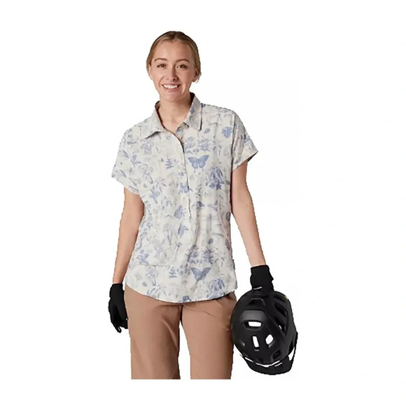 Flylow Women’s XL Aster Bike Shirt Blue White NWT Button Up Polyester Spandex - Picture 9 of 11